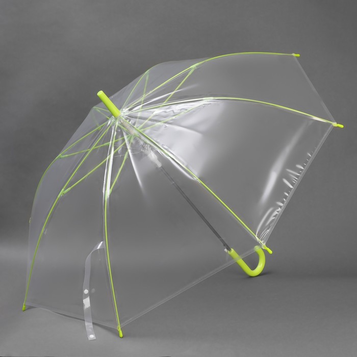 Зонт - трость полуавтоматический «Неон», 8 спиц, R = 47 см, цвет МИКС/прозрачный