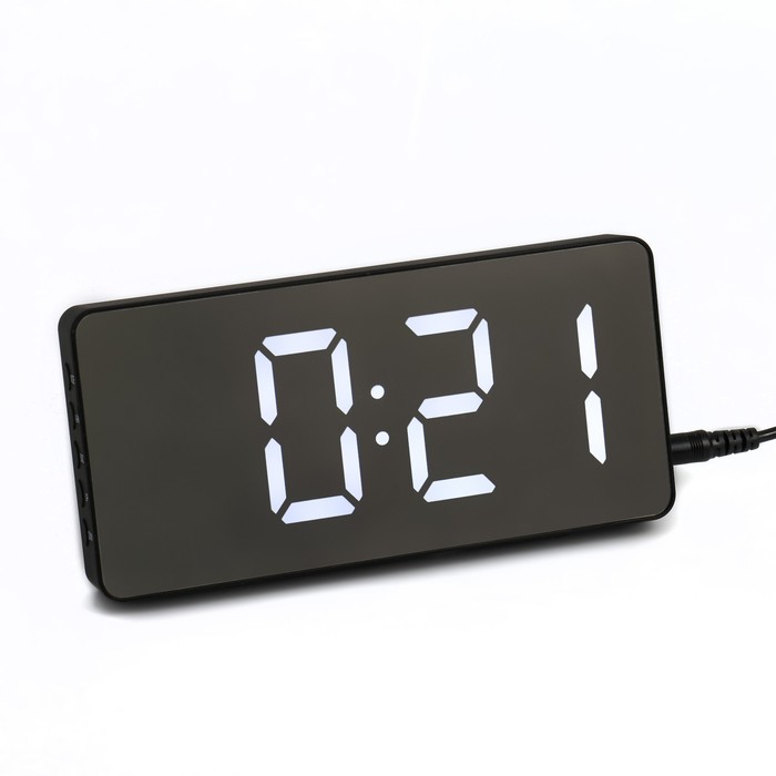 Часы электронные настольные, настенные, белая индикация, от USB, 7.5 х 15.5 см, черные часы электронные настольные белая индикация от usb 7 5 х 15 5 см белые