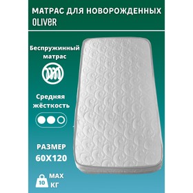 

Матрас Comrortcity Oliver Eco, для новорожденных, в кроватку, 60х120 см, высота 10 см, чехол микрофи