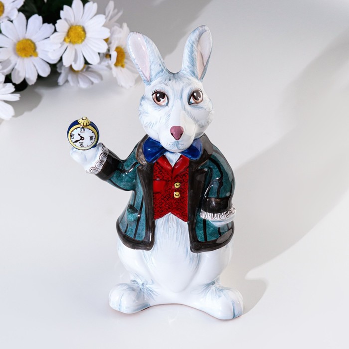 Сувенир "Белый кролик", ярославская майолика, h=19 см