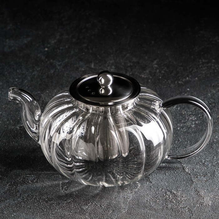 Чайник стеклянный заварочный с металлическим ситом «Диана», 1 л чайник стеклянный заварочный кватро 1 л с металлическим ситом цвет чёрный