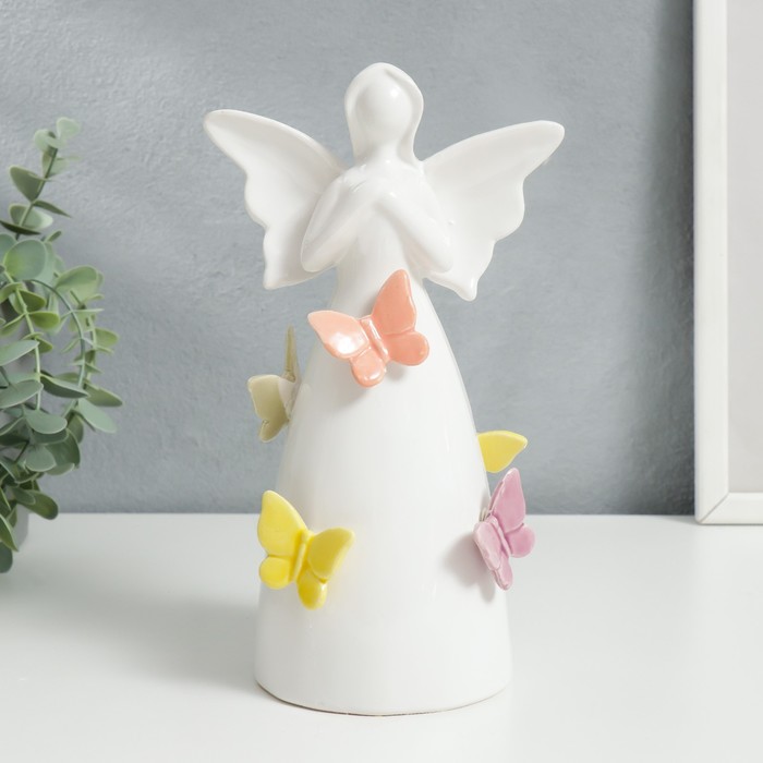 Сувенир керамика "Ангел с бабочками на платье" 21х9,8х12,3 см
