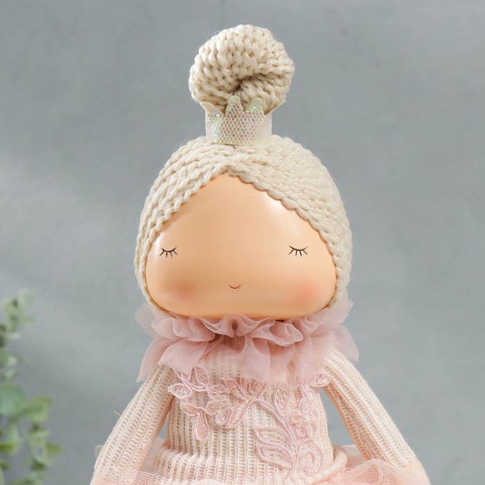 Кукла интерьерная "Малышка-принцесса в розовом платье, с медведем" 37,5х15х18,5 см