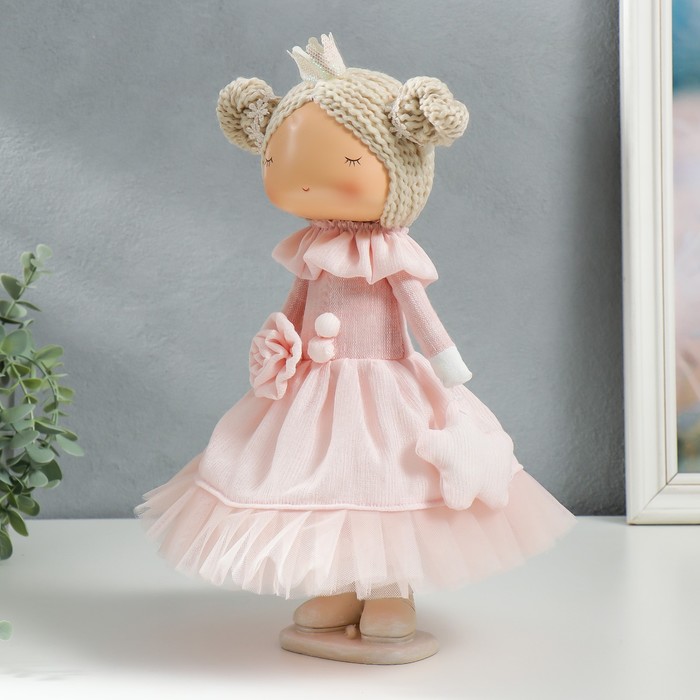 Кукла интерьерная "Маленькая принцесса в розовом, с цветком" 35х15,5х17 см