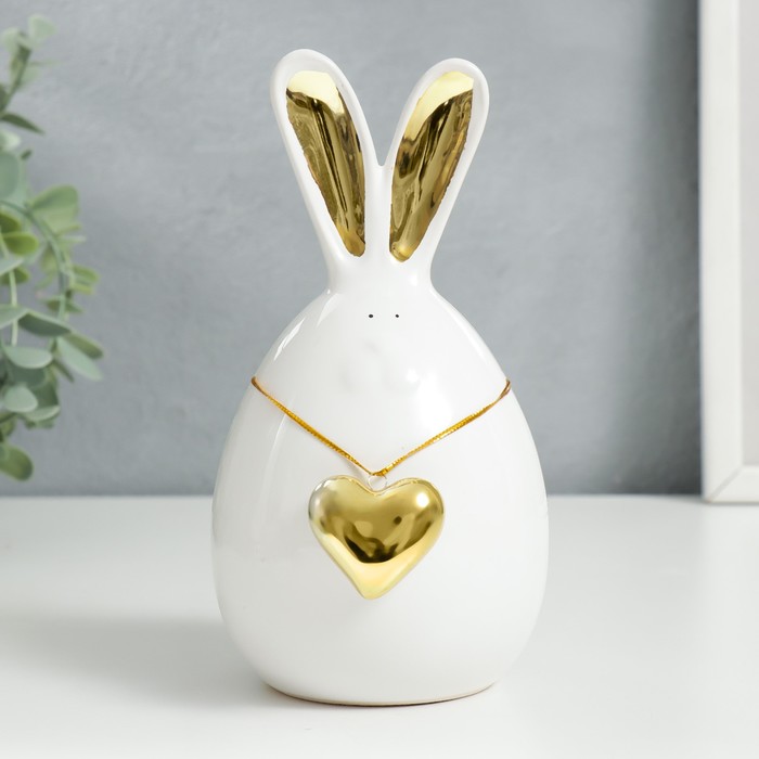 Сувенир керамика "Зайка-пухляш с золотым сердцем" 16,8х9х10,2 см