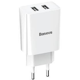 

Сетевое зарядное устройство Baseus Speed Mini Dual U CCFS-R02, 2 USB, 2.1 А, 10.5 Вт, белое