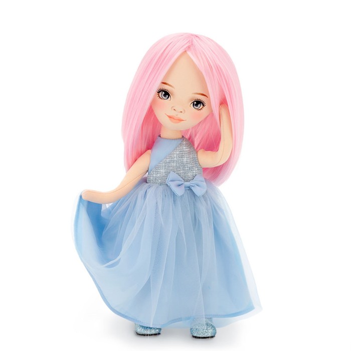 фото Мягкая кукла «billie в голубом атласном платье», 32 см orange toys