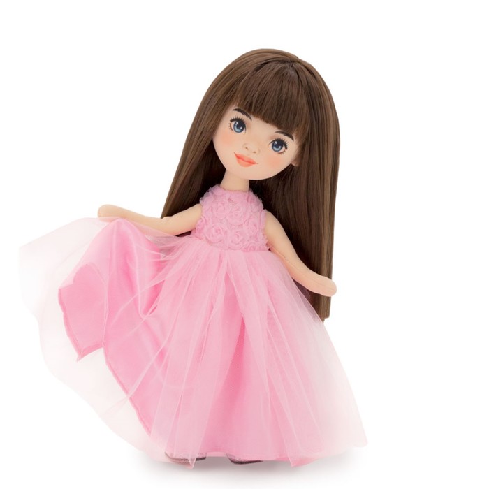 фото Мягкая кукла «sophie в розовом платье с розочками», 32 см orange toys