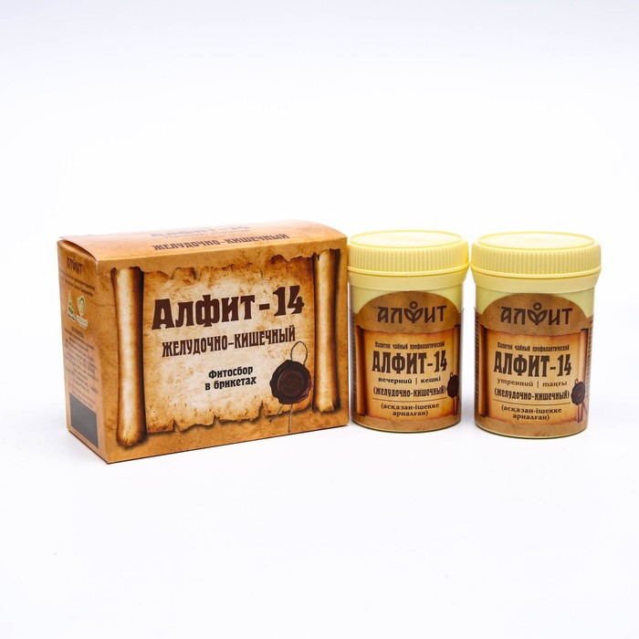 Чайный напиток Алфит-14 желудочно-кишечный, 60 брикетов по 2 г чайный сбор алтайский желудочно кишечный в пирамидках 60 г