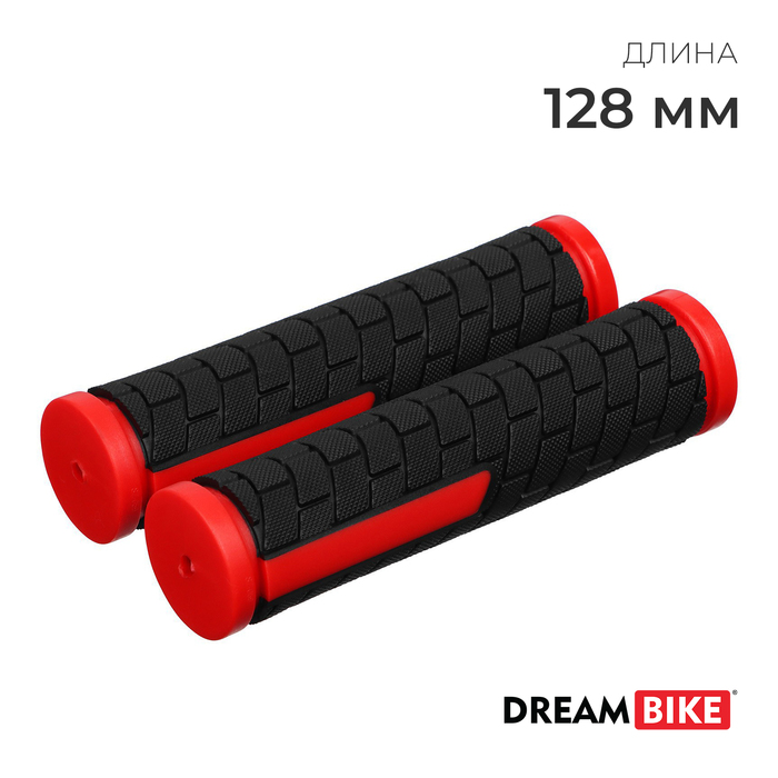 Грипсы 128 мм, Dream Bike, посадочный диаметр 22,2 мм, цвет чёрный/красный