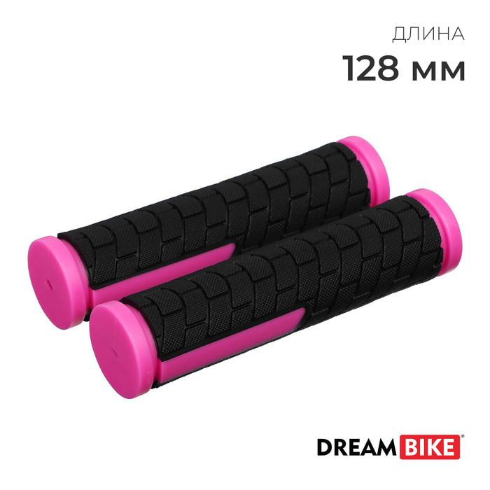 Грипсы Dream Bike, 128 мм, цвет чёрный/розовый
