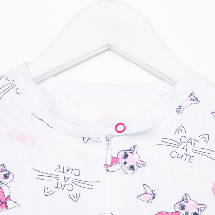 фото Комбинезон детский, цвет белый/кошки, рост 74 см детская линия