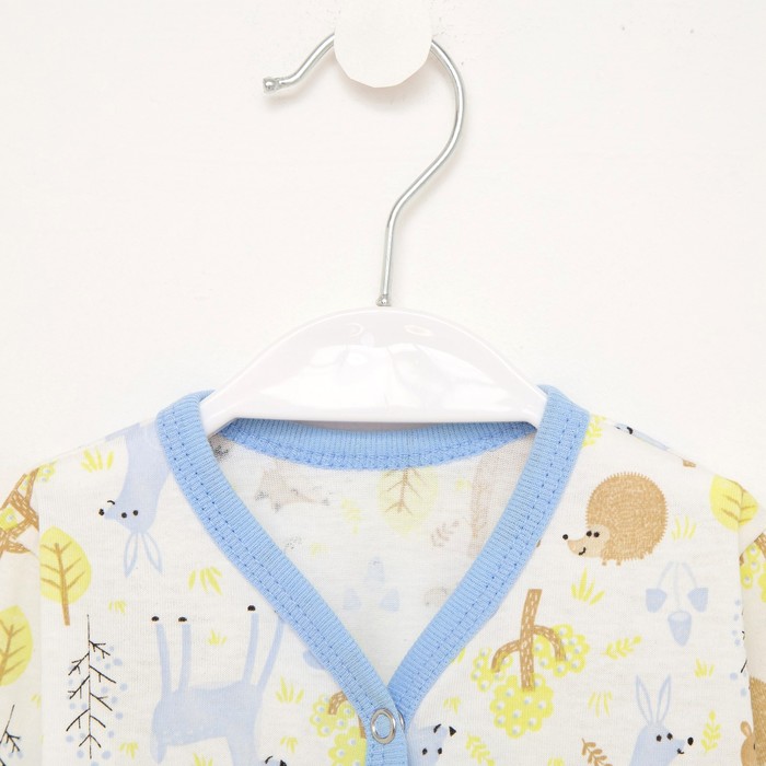 

Комбинезон с чепчиком детский, молочный/голубой, рост 62