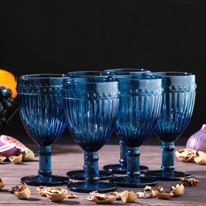 Набор бокалов из стекла Magistro «Босфор», 250 мл, 6 шт, цвет синий