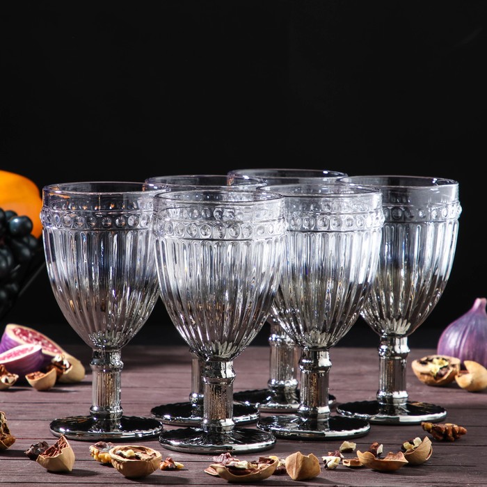 Набор бокалов из стекла Magistro «Босфор», 250 мл, 6 шт, цвет градиент серебро