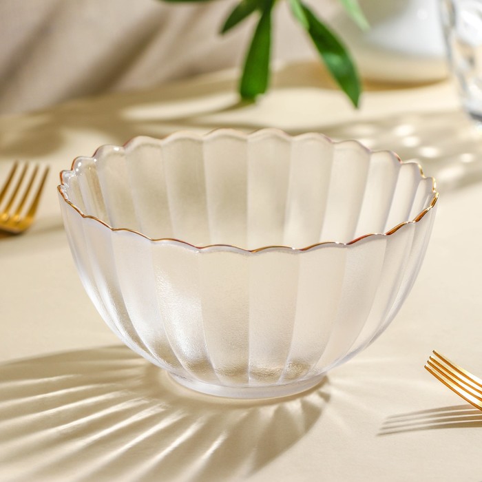Салатник стеклянный фигурный «Хризантема», 700 мл, d=15 см, цвет прозрачный салатник стеклянный фигурный корона d 12 см