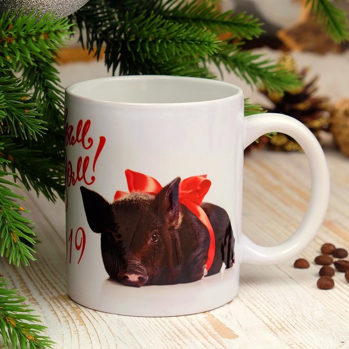 Кружка "С новым годом! Поросёночек", символ года 2019, c нанесением