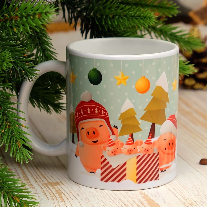 Кружка "С новым годом! Маленькая свинка", символ года 2019, c нанесением