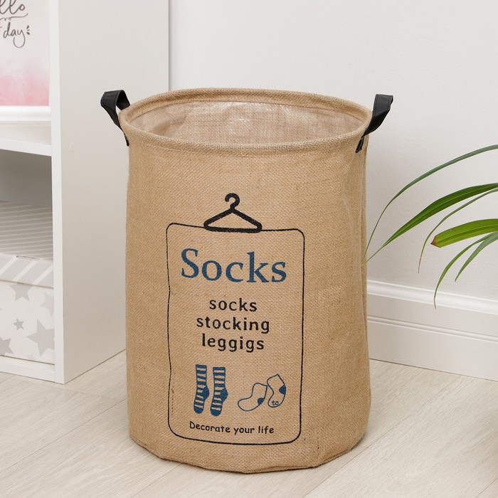 фото Корзина для белья «носочки», 34×40 см, джут