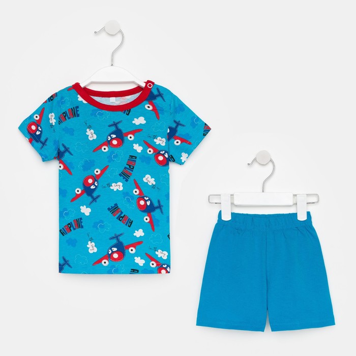 фото Комплект детский (футболка и шорты), цвет голубой, рост 80 см kleopatra