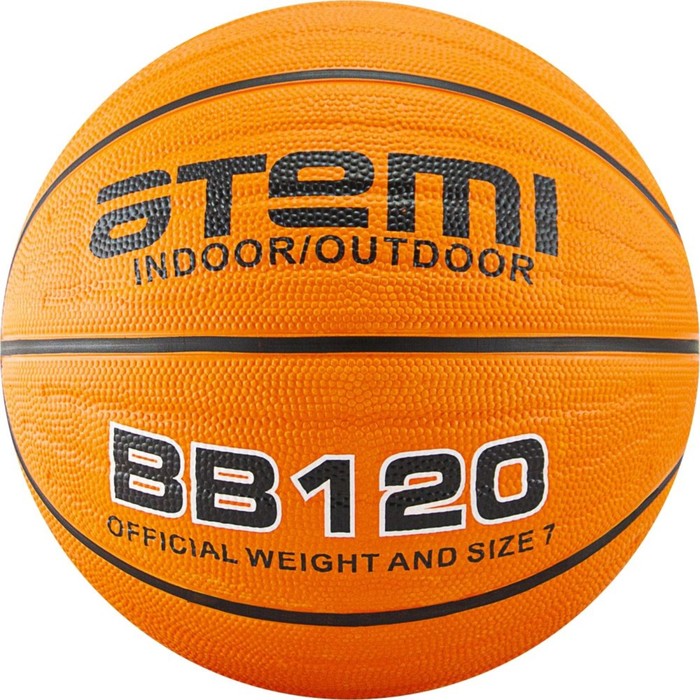 Мяч баскетбольный Atemi BB120, размер 7, мягкая резина, deep, 8 п, окруж 75-78, клееный