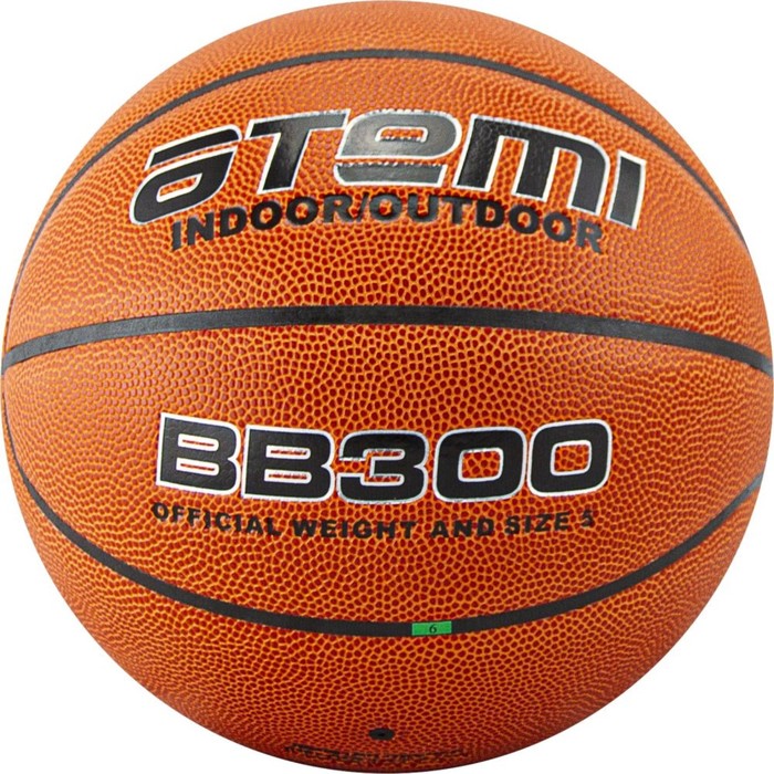 Мяч баскетбольный Atemi BB300, размер 6, синт. кожа ПВХ, 8 панелей, окруж 72-74, клееный