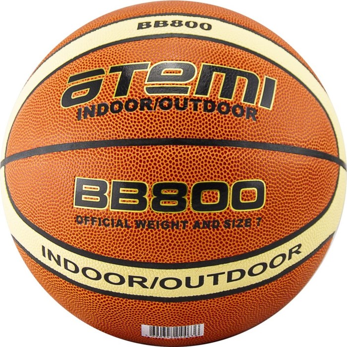 Мяч баскетбольный Atemi BB800, размер 7, синт. кожа ПВХ, 12 панелей, окруж 75-78, клееный