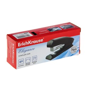 

Степлер ErichKrause Elegance Half-strip №24/6 и 26/6, до 30 листов, вмещает до 100 скоб, глубина закладки бумаги до 55 мм, черный