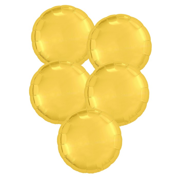 Шар фольгированный 18, круг, набор 5 шт., цвет золотой набор шар фольгированный 18 единорог радуга круг 5 шт