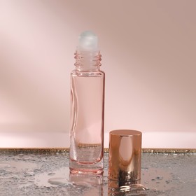 Флакон стеклянный для парфюма, со стеклянным роликом, 10 мл, цвет розовый/розовое золото Ош