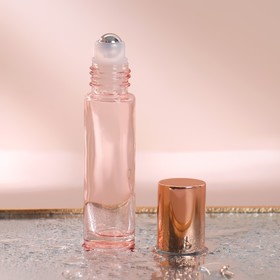Флакон стеклянный для парфюма, с металлическим роликом, 10 мл, цвет розовый/розовое золото Ош