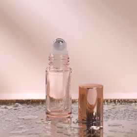 Флакон стеклянный для парфюма, с металлическим роликом, 5 мл, цвет розовый/розовое золото Ош