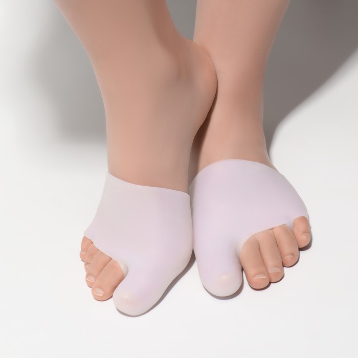 Корректоры для пальцев ног, с защитой большого пальца, на 5 пальцев, силиконовые, пара, цвет белый