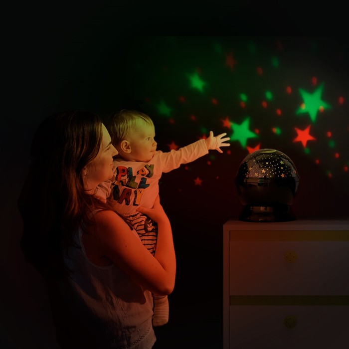 Ночник-проектор "Космос" LED от батареек 4хААА USB черный 12х12х13,5 см 7675186