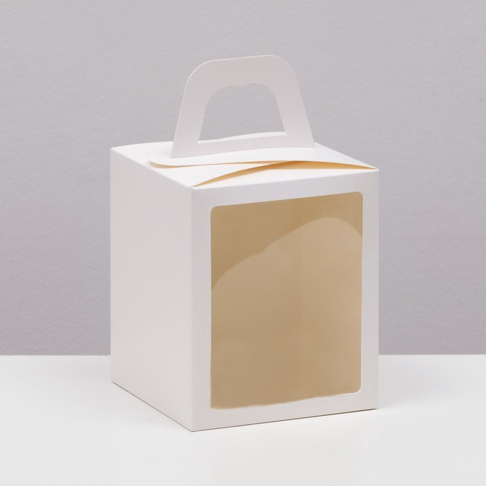 Складная коробка с окном, белая, 15 х 15 х 18 см коробка складная крышка дно с окном белая 15 х 15 х 15 см
