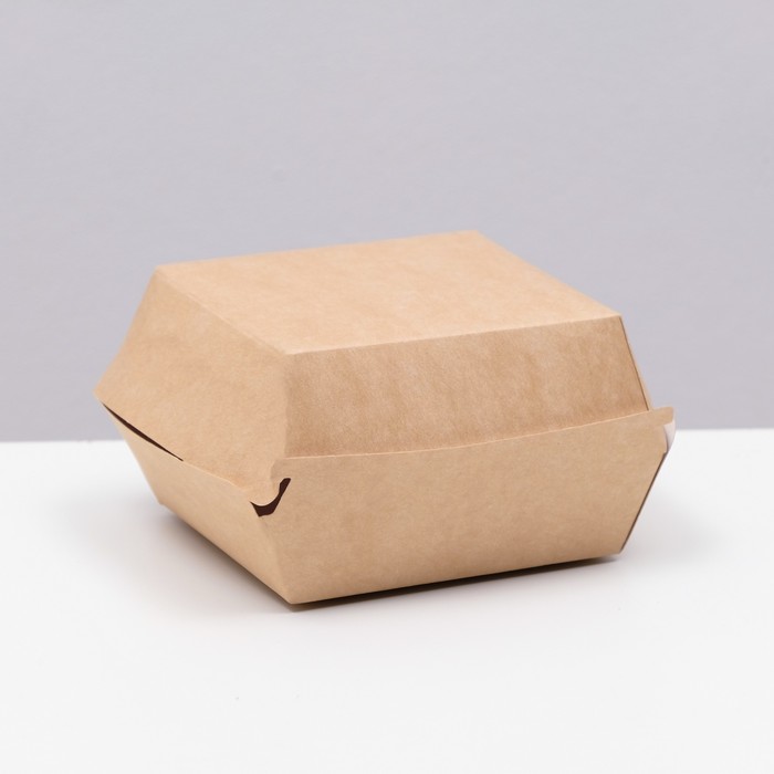 Коробка под бургер, крафт, 11 х 11 х 8 см домик для грызунов бургер 8 х 8 х 6 см 7598054