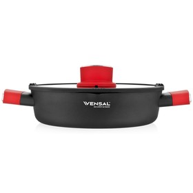 

Сотейник с крышкой кованый 24 см, Vensal Velours, красный