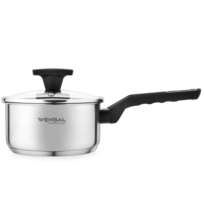 

Ковш с крышкой из нержавеющей стали 1.6 л, Vensal Velours, чёрный