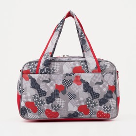 

Сумка дорожная на молнии, 2 наружных кармана, длинный ремень, цвет серый/красный