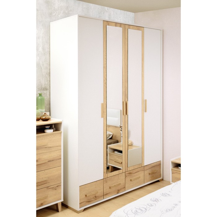 Шкаф для одежды и белья «Айрис 555», 1578 × 596 × 2285 мм, цвет белый / дуб золотистый