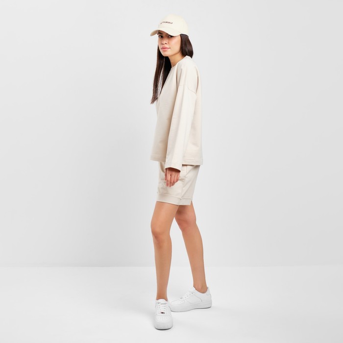 фото Костюм женский (толстовка и шорты) mist, р. 44-46, бежевый