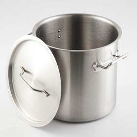 

УЦЕНКА Кастрюля HoReCa, 12 л, толщина 0,8 мм, 201 сталь, дно 3 мм, с крышкой, с теплораспределительным слоем, индукция