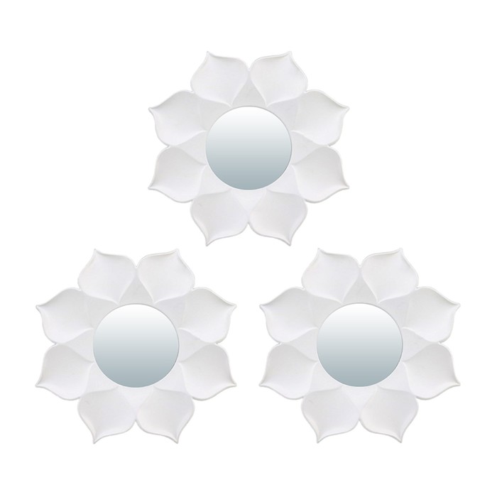 фото Набор зеркал qwerty «бордо», настенные, 3 шт, d=10 см, цвет белый