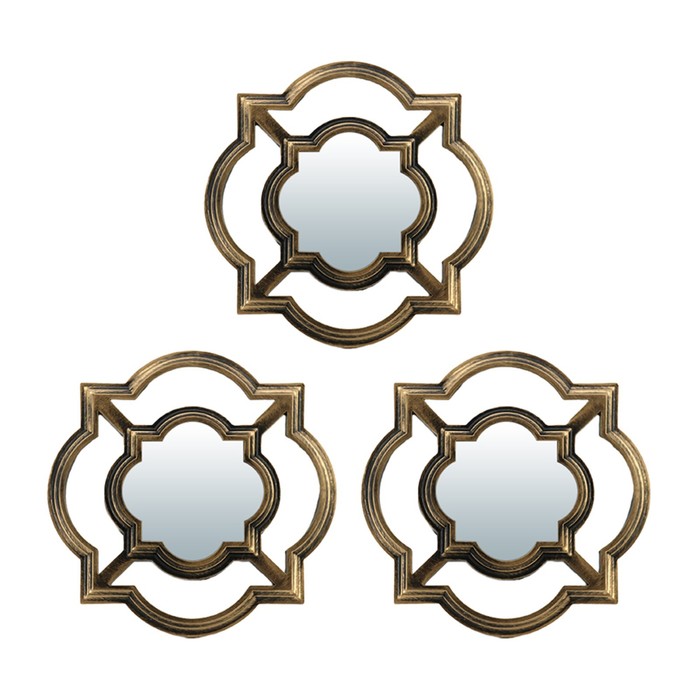 фото Набор зеркал qwerty «канны», настенных, 3 шт, d=12 см, цвет бронза