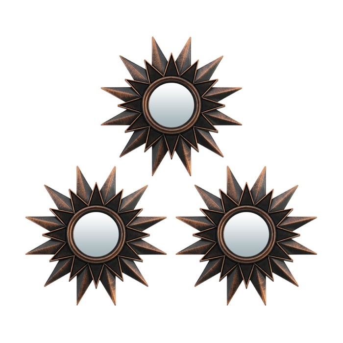 Набор зеркал Qwerty «Лилль», настенных, 3 шт, d=8 см, цвет бронза