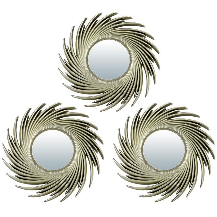 Набор зеркал Qwerty «Плезир», настенных, 3 шт, d=8 см, цвет золото