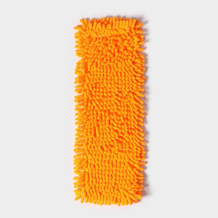 Насадка для плоской швабры Доляна, 43×13 см, микрофибра букли, цвет оранжевый насадка для плоской швабры с зажимом бабочкой доляна 40×21 см микрофибра цвет сиреневый