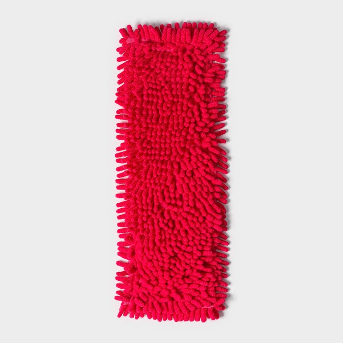 Насадка для плоской швабры Доляна, 43×13 см, микрофибра букли, цвет красный насадка для плоской швабры доляна пастель 42×12 см микрофибра 60 гр цвет мятный