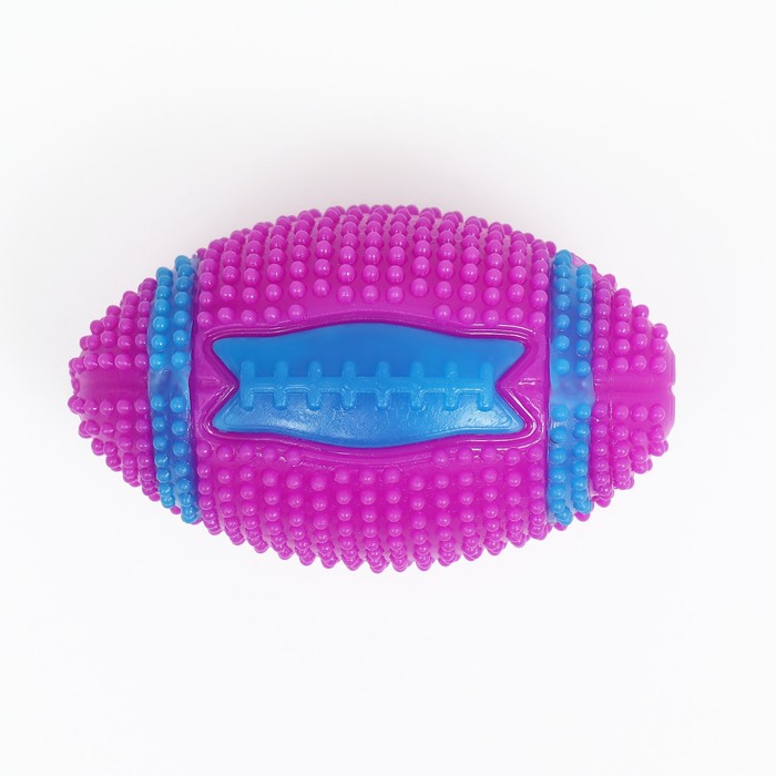 Мяч для собак светящийся с пищалкой "Регби", TPR, 7 см, розовый