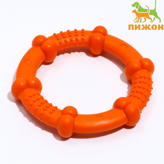 фото Кольцо рельефное из термопластичной резины, не тонет, 9,5 см, оранжевое пижон
